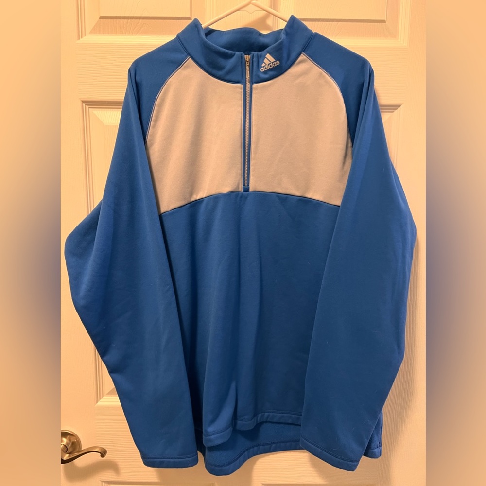 Adidas Climawarm 1/4 Zip, Royal & Gray long sleeve, Size XL